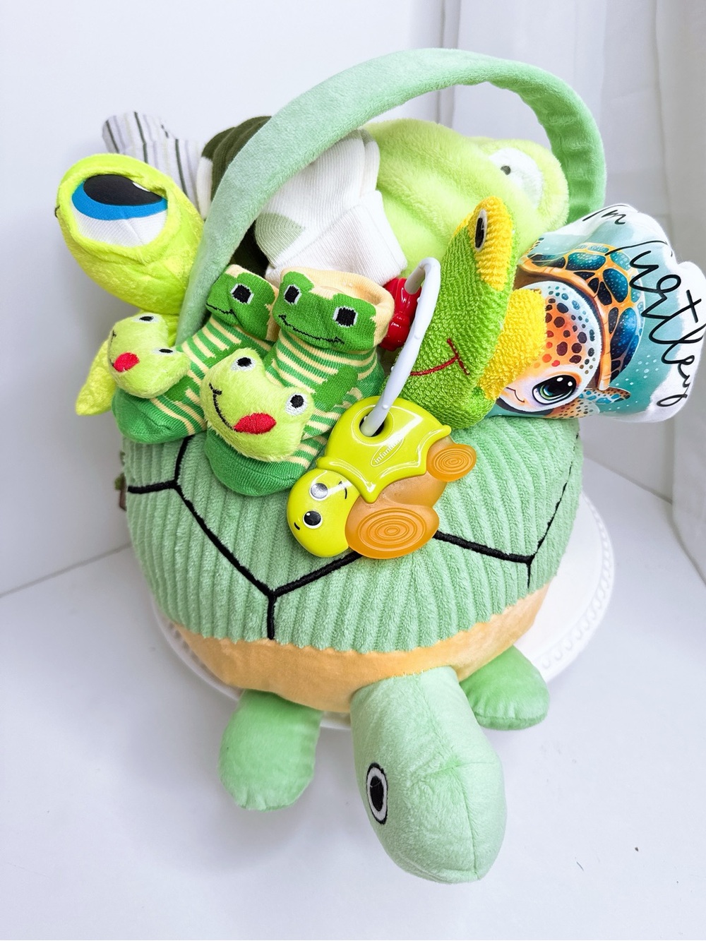 Turtle Baby Boy Gift Basket, Baby Shower Gift - Picture 8 of 11